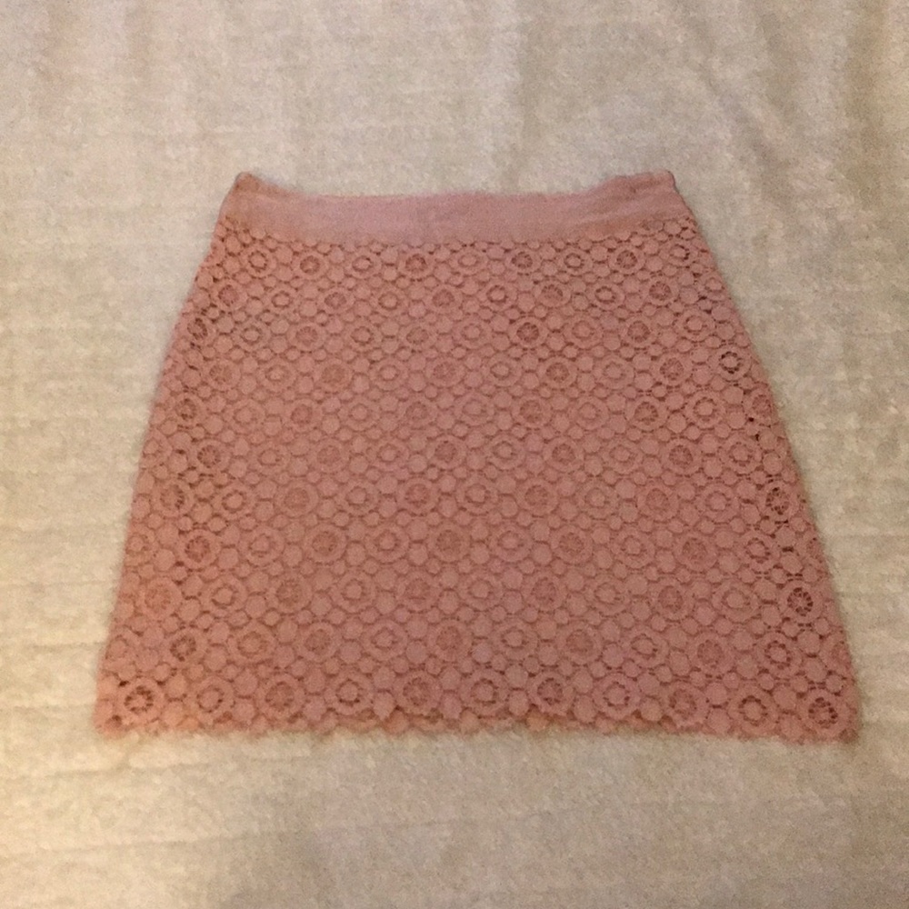 Forever 21 Peach Pink Lace Mini Pencil Skirt SZ S